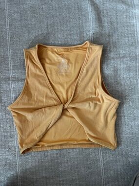 Klassy Network Yellow Twist-Knot Crop Tank Top